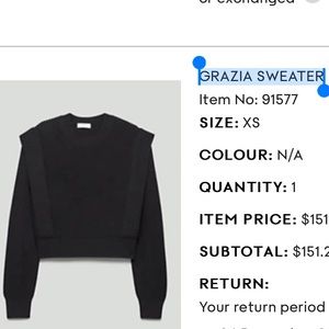 Aritzia Grazia Sweater Black size XS